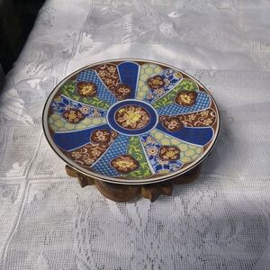 Hand-Painted Floral Decorative Ceramic Display Plate